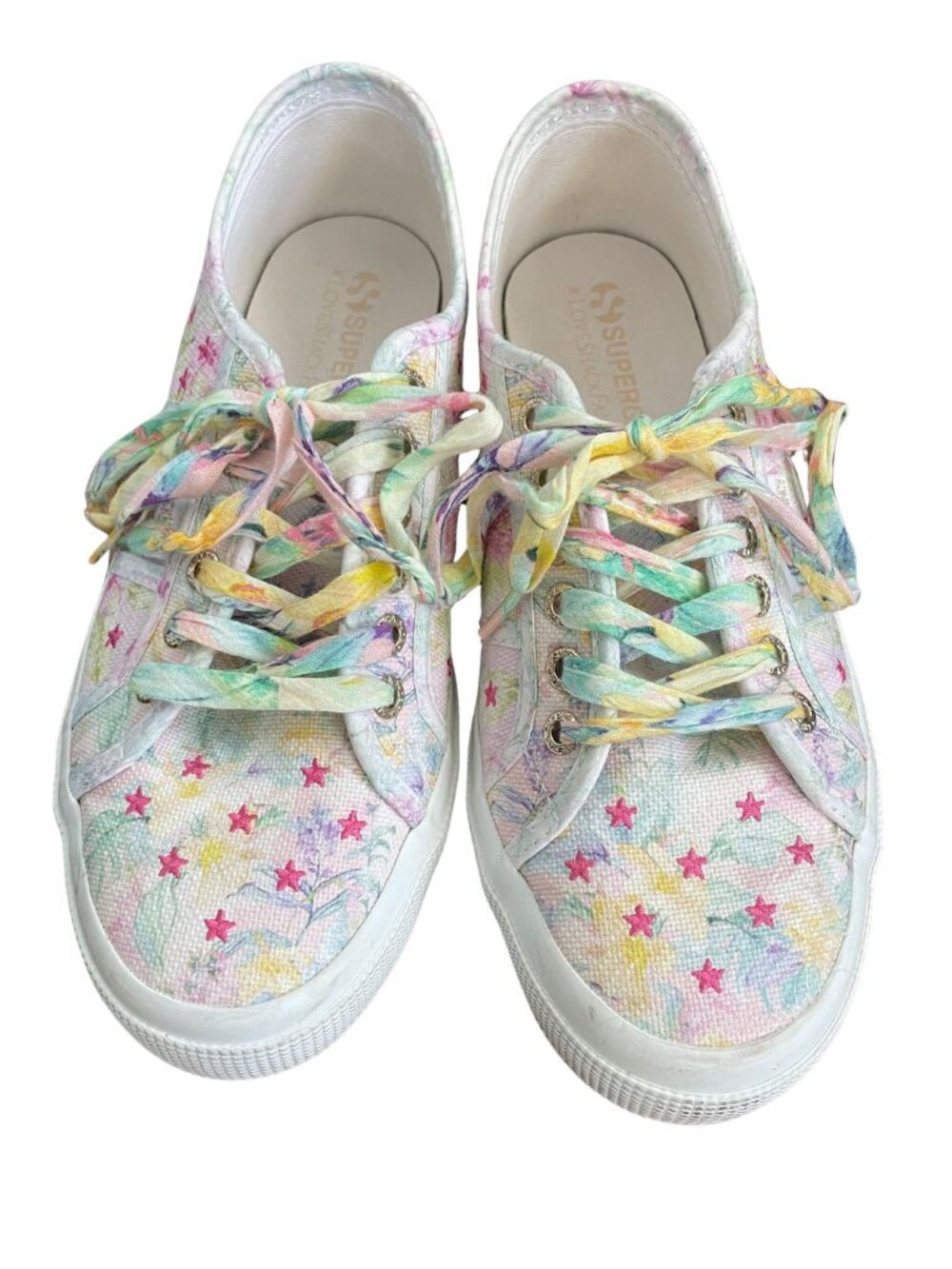 LoveShackFancy x Superga Floral Canvas Lace-Up Sneakers Sz 39 / US 8-8.5 Boho